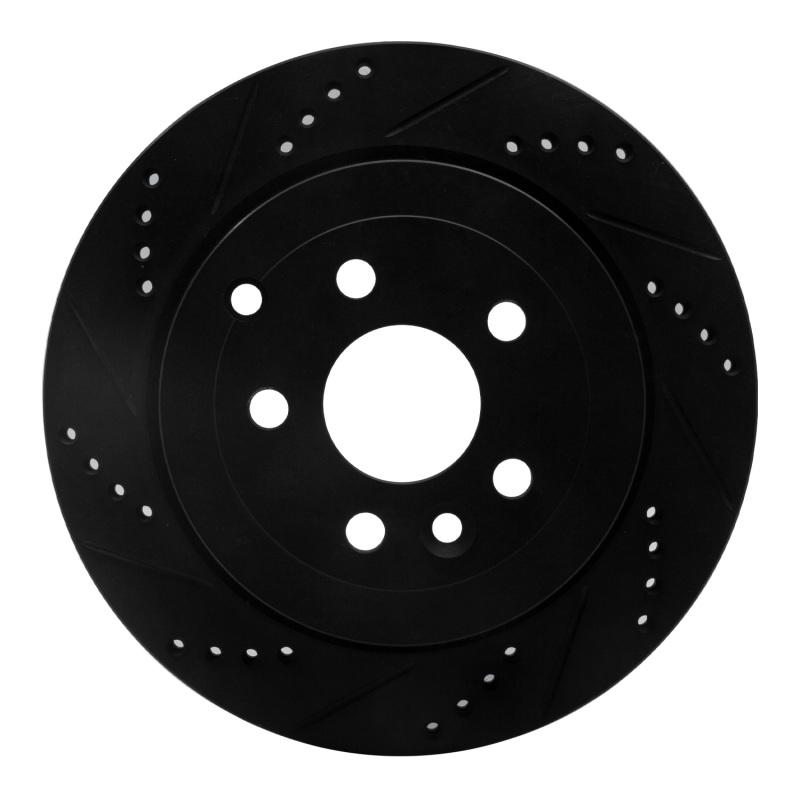 Land Rover LR2 Brake Rotor (1) - Rear Left - R1 Concepts - Drilled & Slotted - Black - `08-`12 Land Rover LR2 Brake Rotor (1) - Rear Left - R1 Concepts - Drilled & Slotted - Black - `08-`12